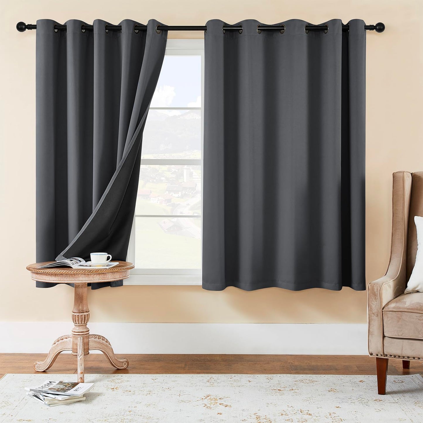 Rutterllow Blackout Curtains – 2 Panels, Dark Grey
