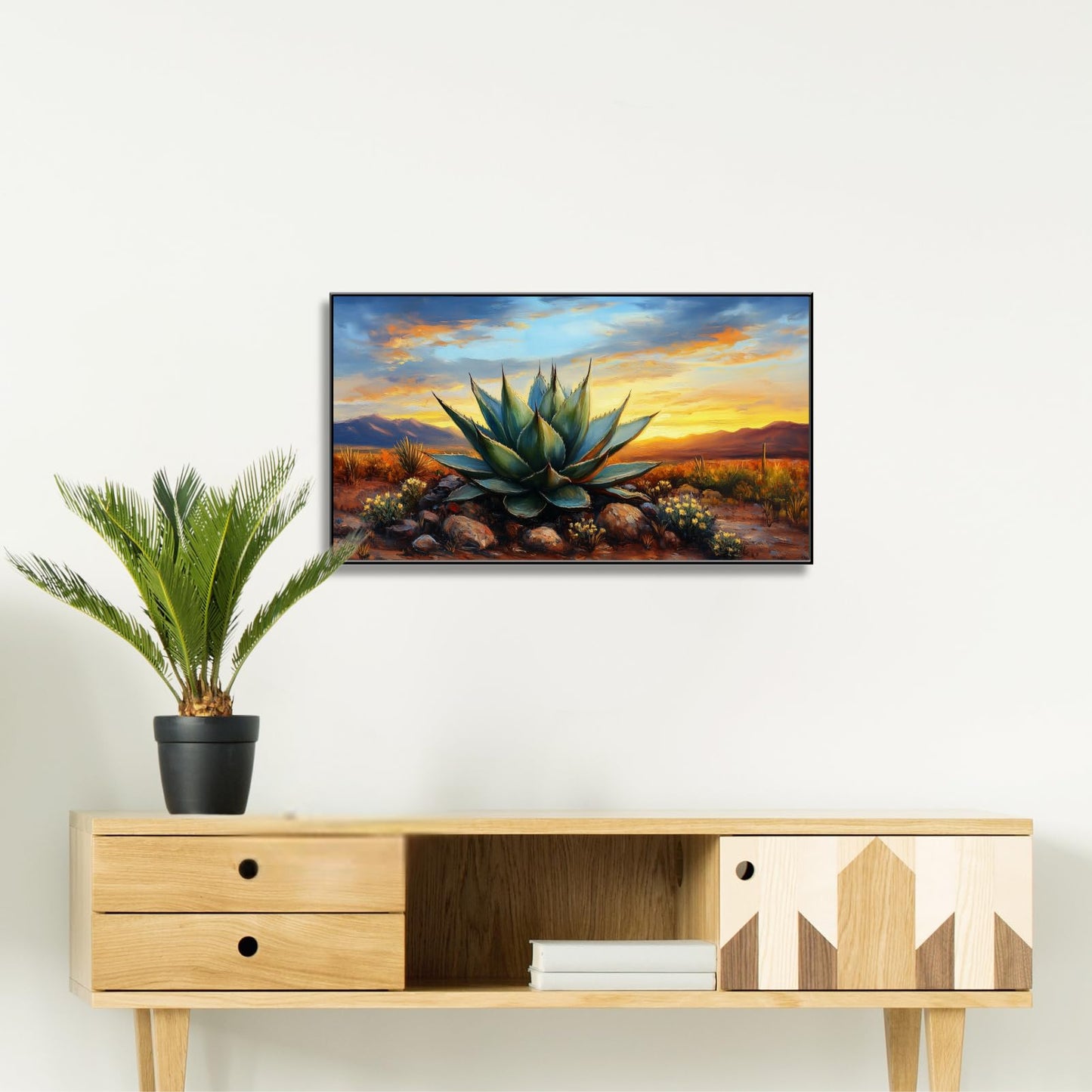 Agave Western Wall Art, 74"x40", Framed
