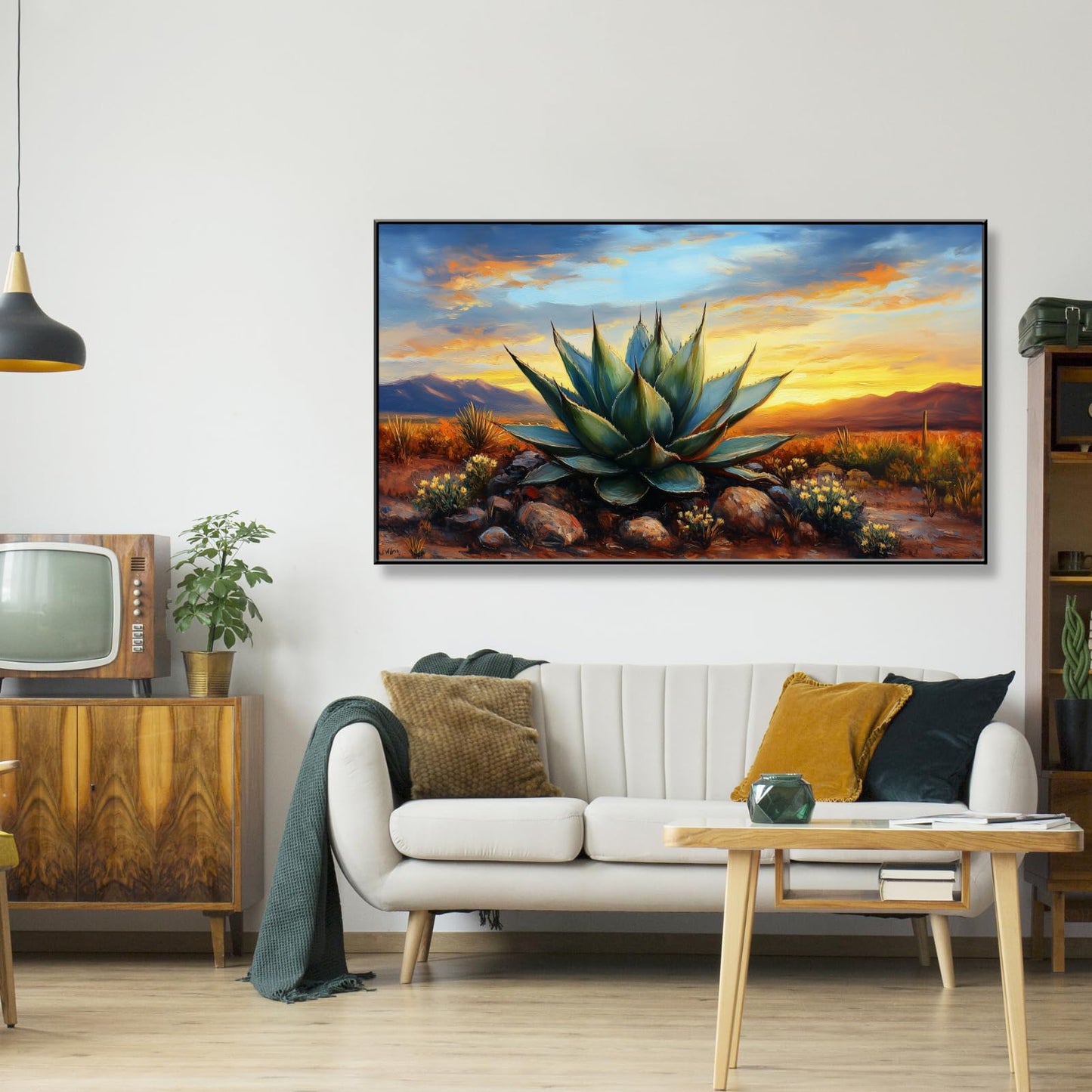 Agave Western Wall Art, 74"x40", Framed