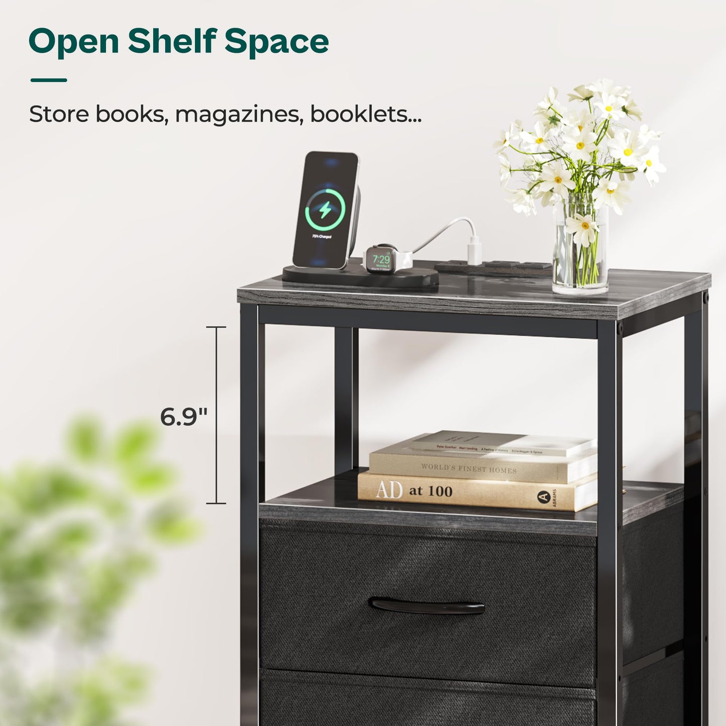 Huuger Nightstand – Rustic Brown/Black