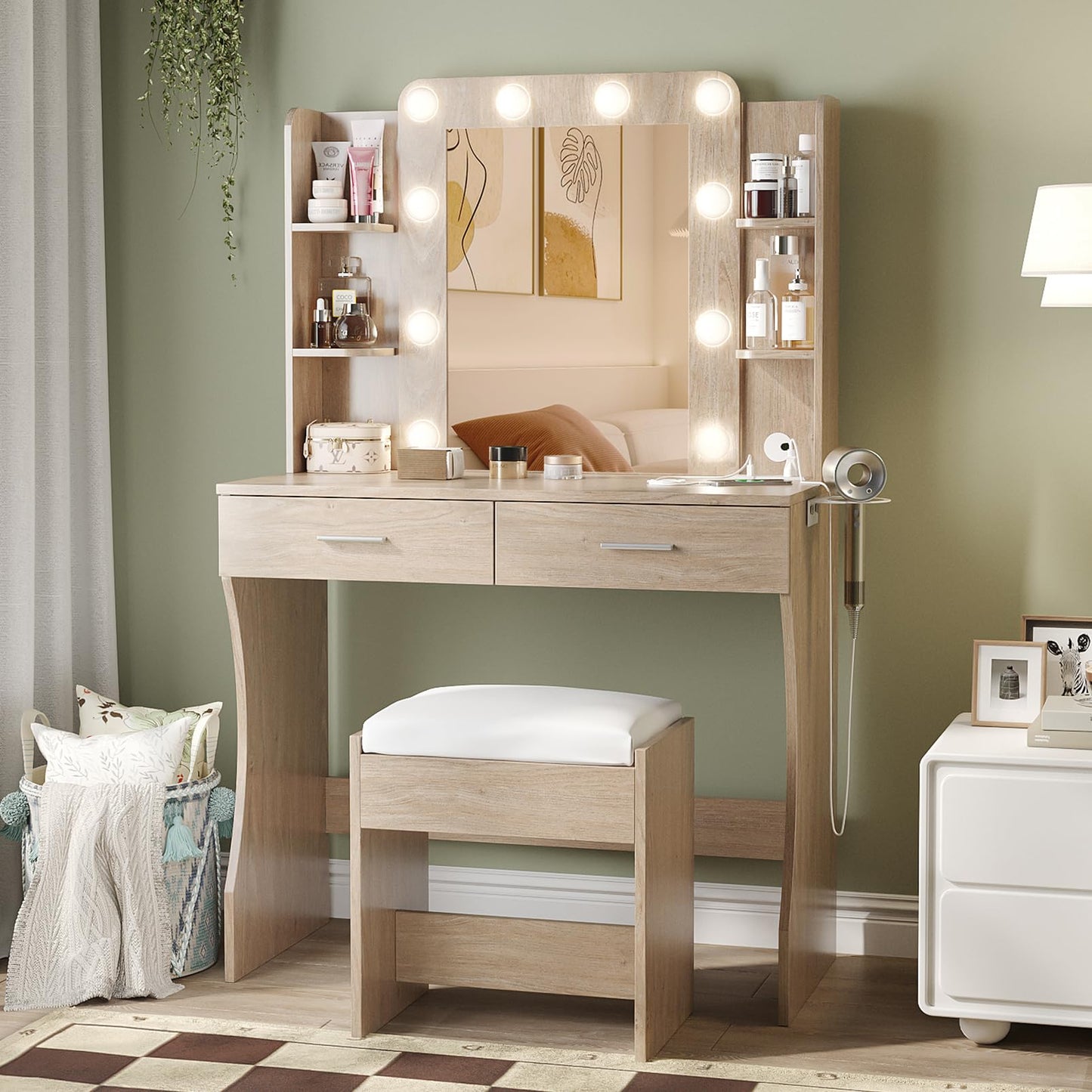 Vabches Vanity Desk with Lights, White