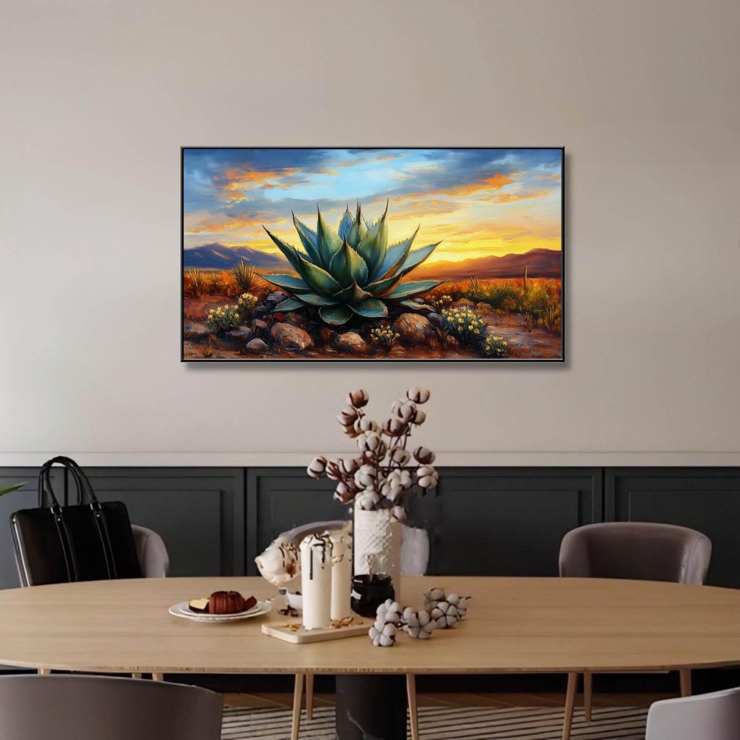 Agave Western Wall Art, 74"x40", Framed