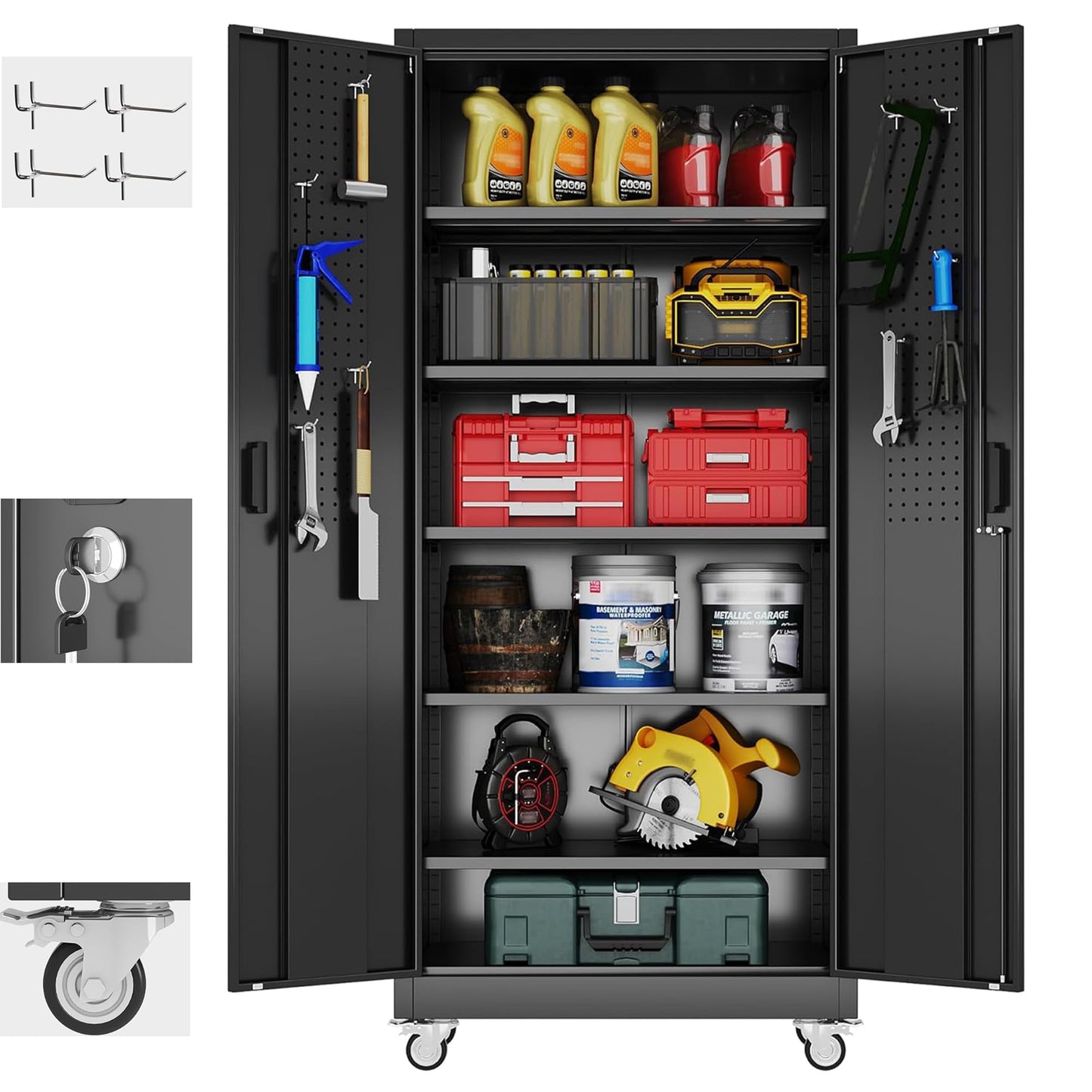 Aobabo Metal Garage Storage Cabinet – Black