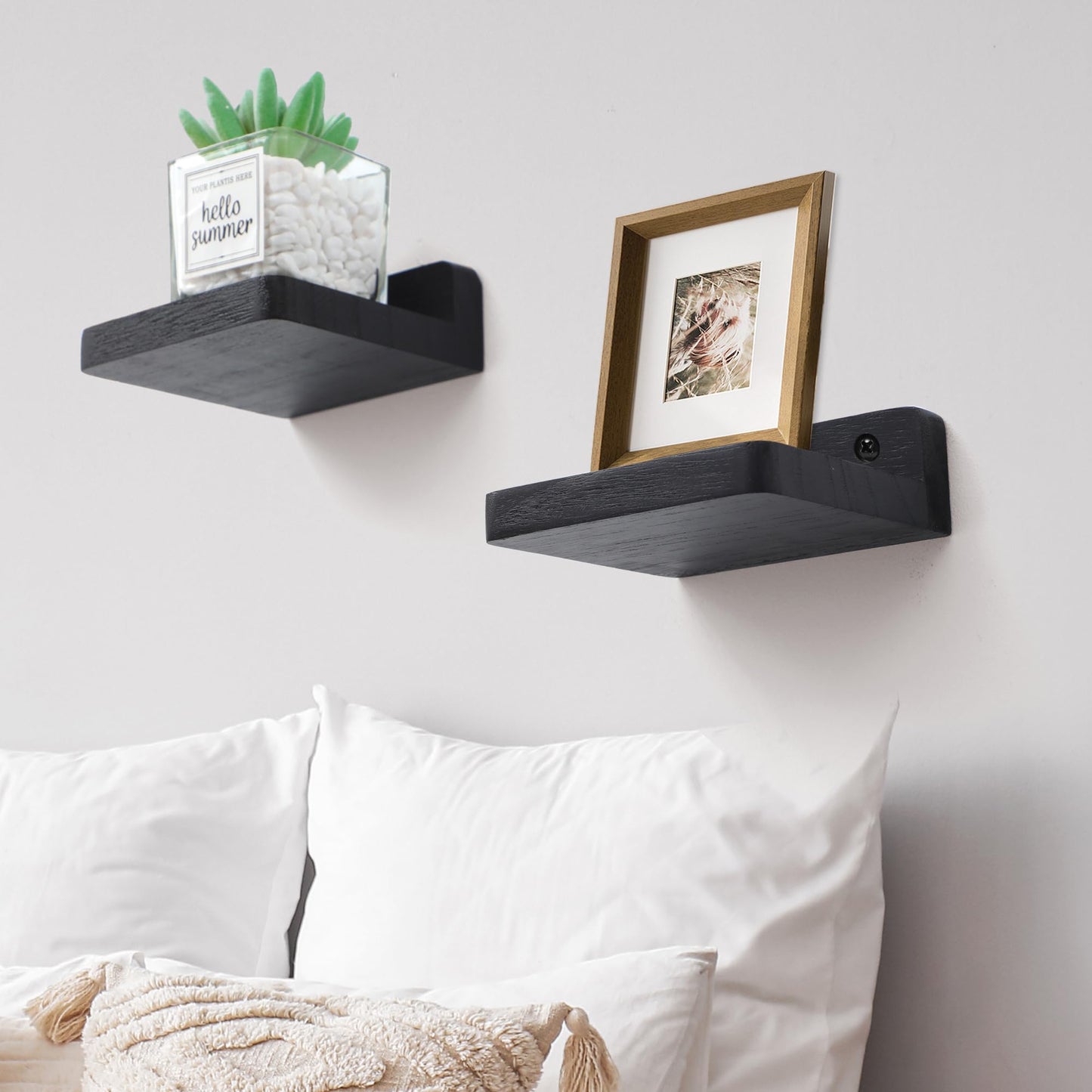 Small Floating Shelves 8-Pack, 4"x4", Rustic White