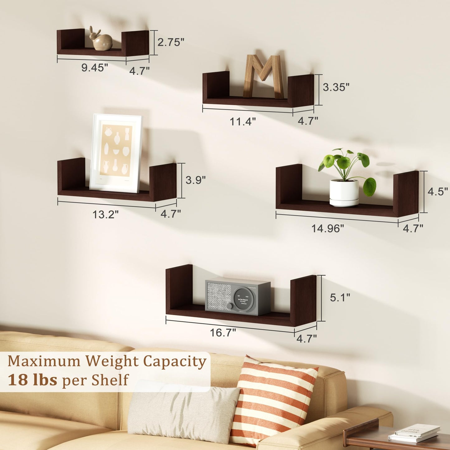 SRIWATANA Floating Shelves 5-Pack