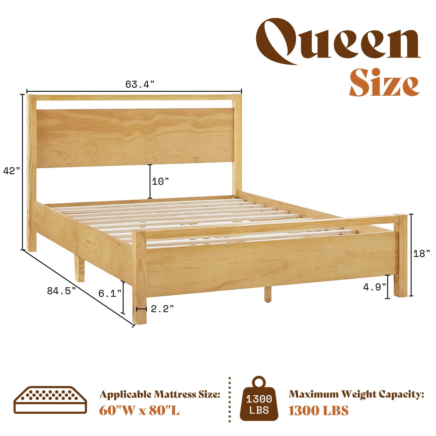 AMERLIFE King Bed Frame – Dark Brown