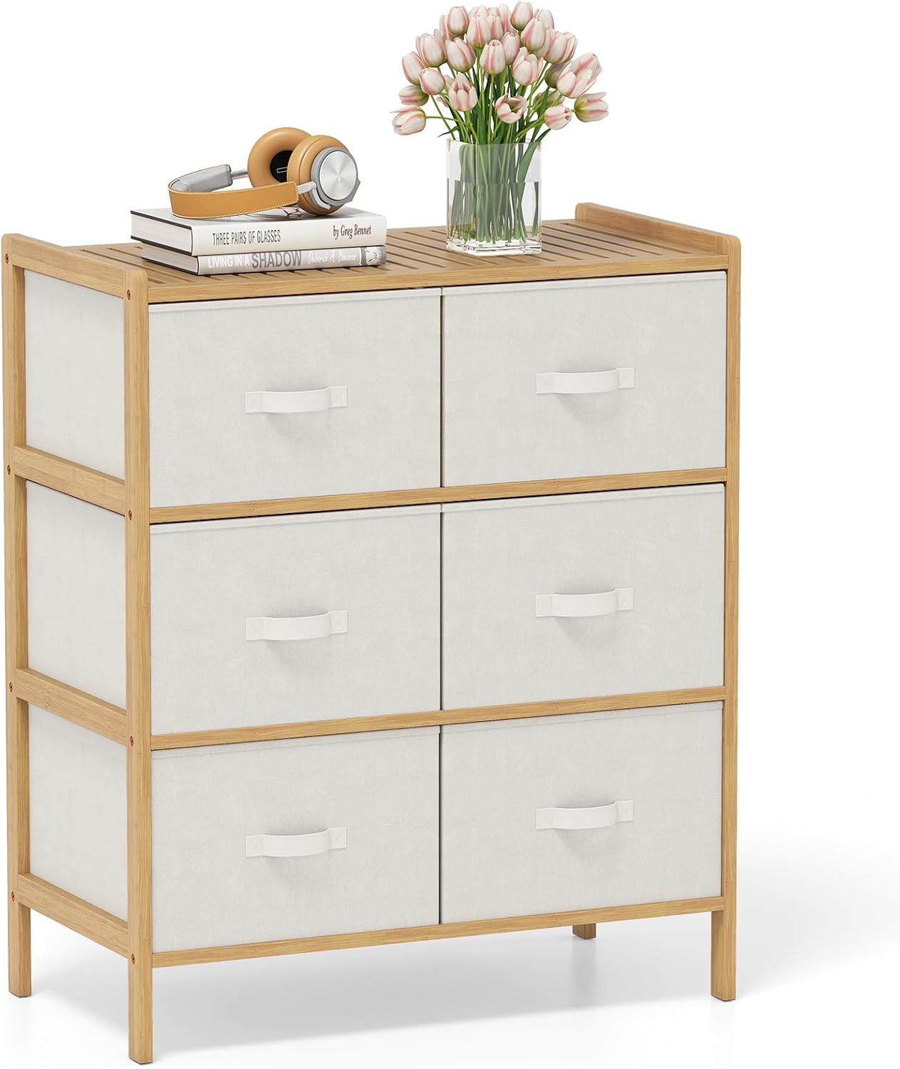 Giantex White 6-Drawer Dresser with Top Shelf