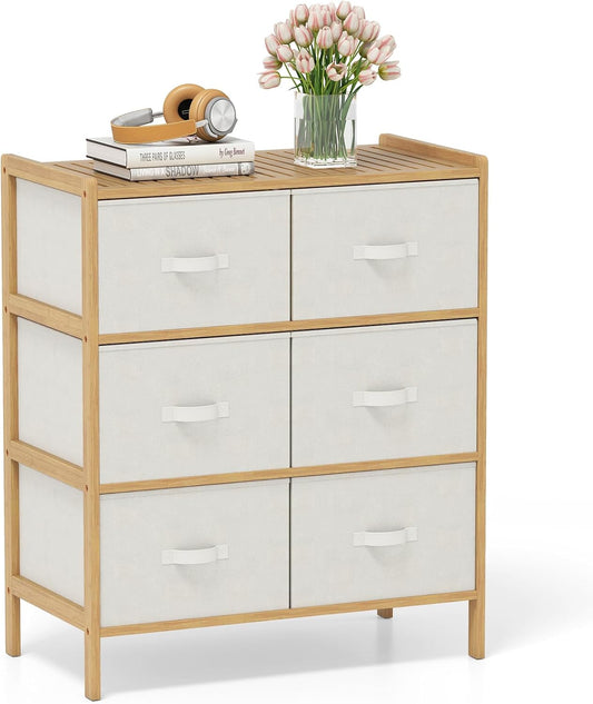 Giantex White 6-Drawer Dresser with Top Shelf