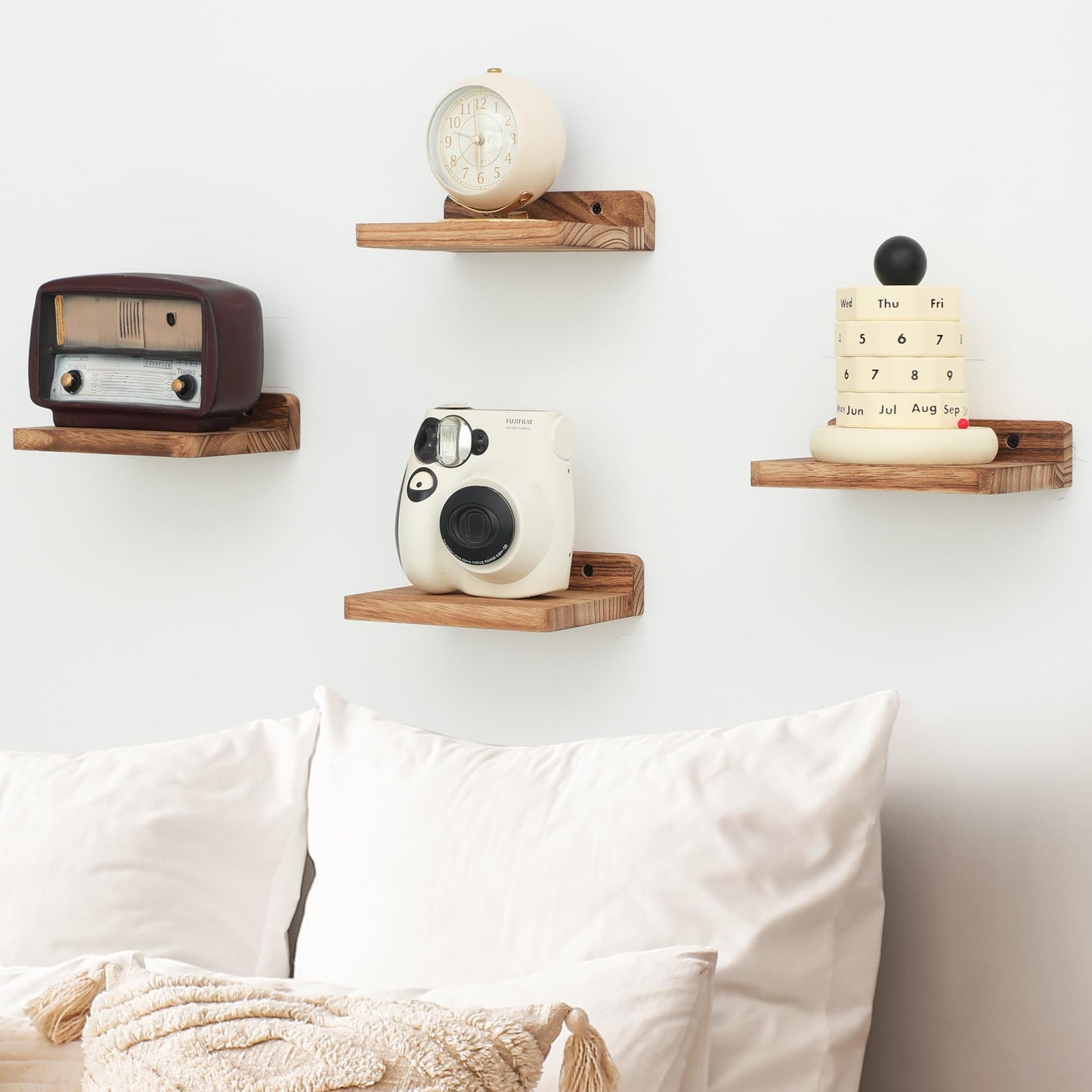 Small Floating Shelves 8-Pack, 4"x4", Rustic White