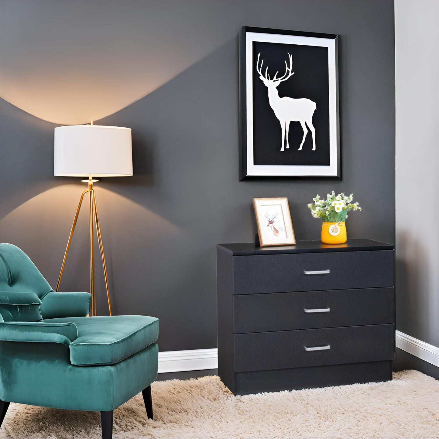 Karl Home White 3-Drawer Dresser/Nightstand