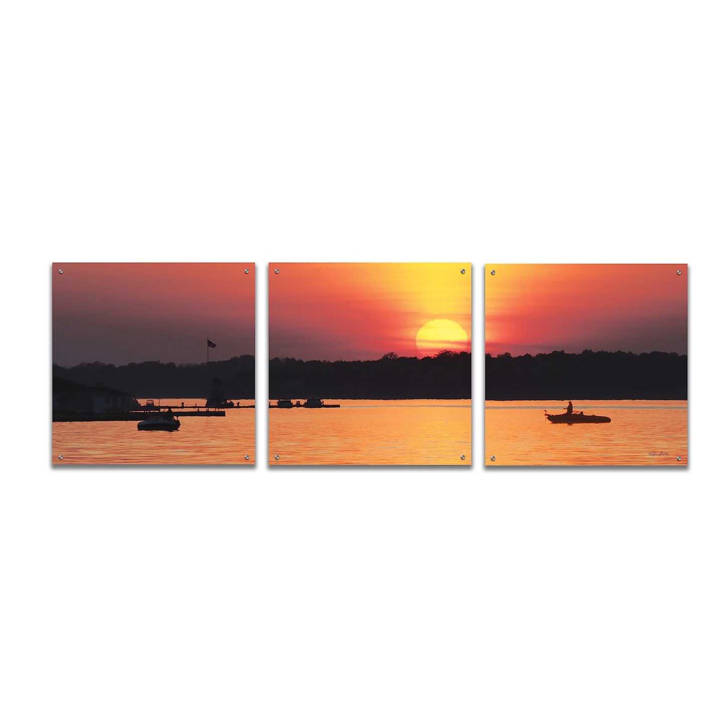 Epic Art 'River Sunset' 3-Piece Wall Art