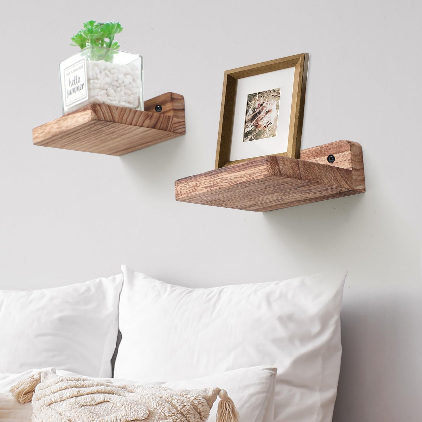 Small Floating Shelves 8-Pack, 4"x4", Rustic White
