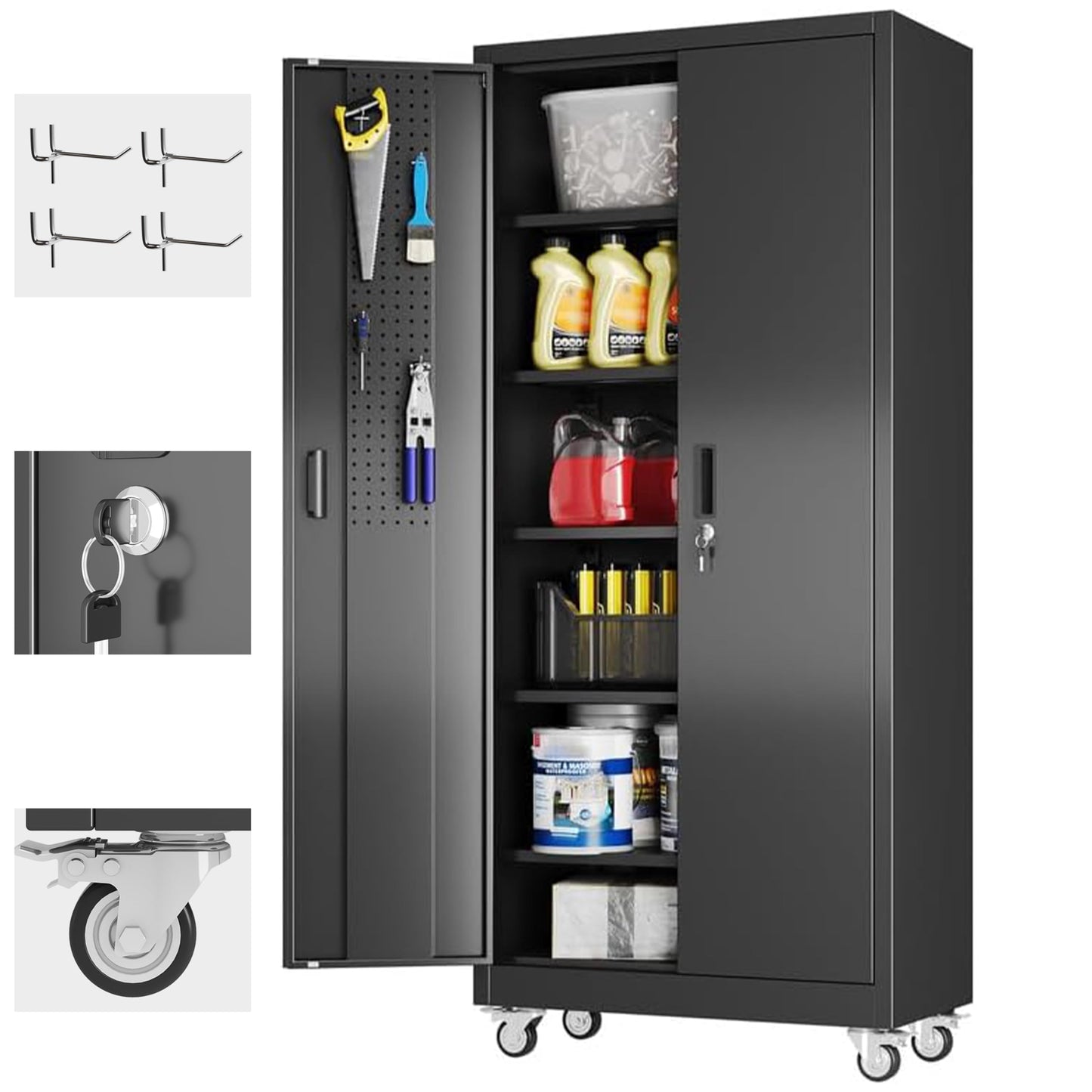 Aobabo Metal Garage Storage Cabinet – Black