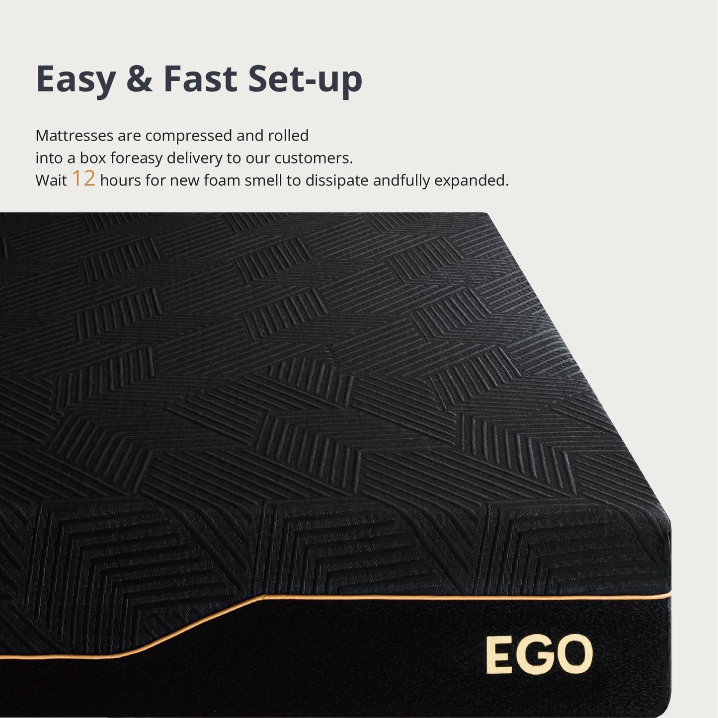 EGOHOME 14" Queen Memory Foam Mattress, Black
