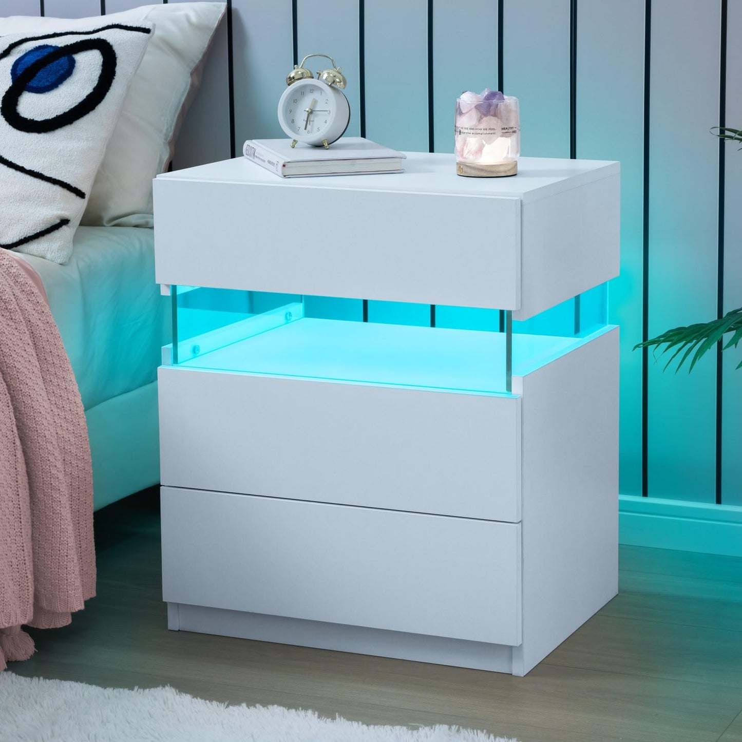 White LED Nightstand Set – 2 Pack