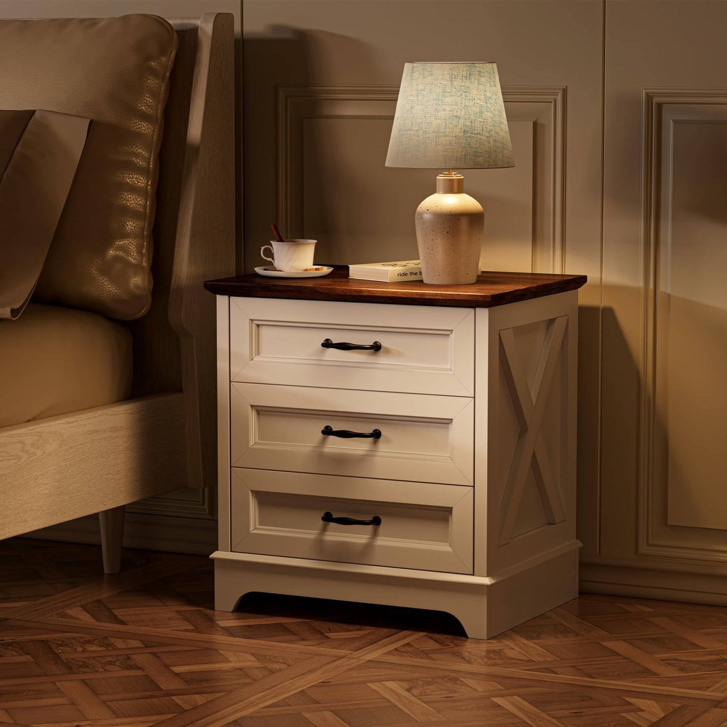Farmhouse Nightstand – 3 Drawers