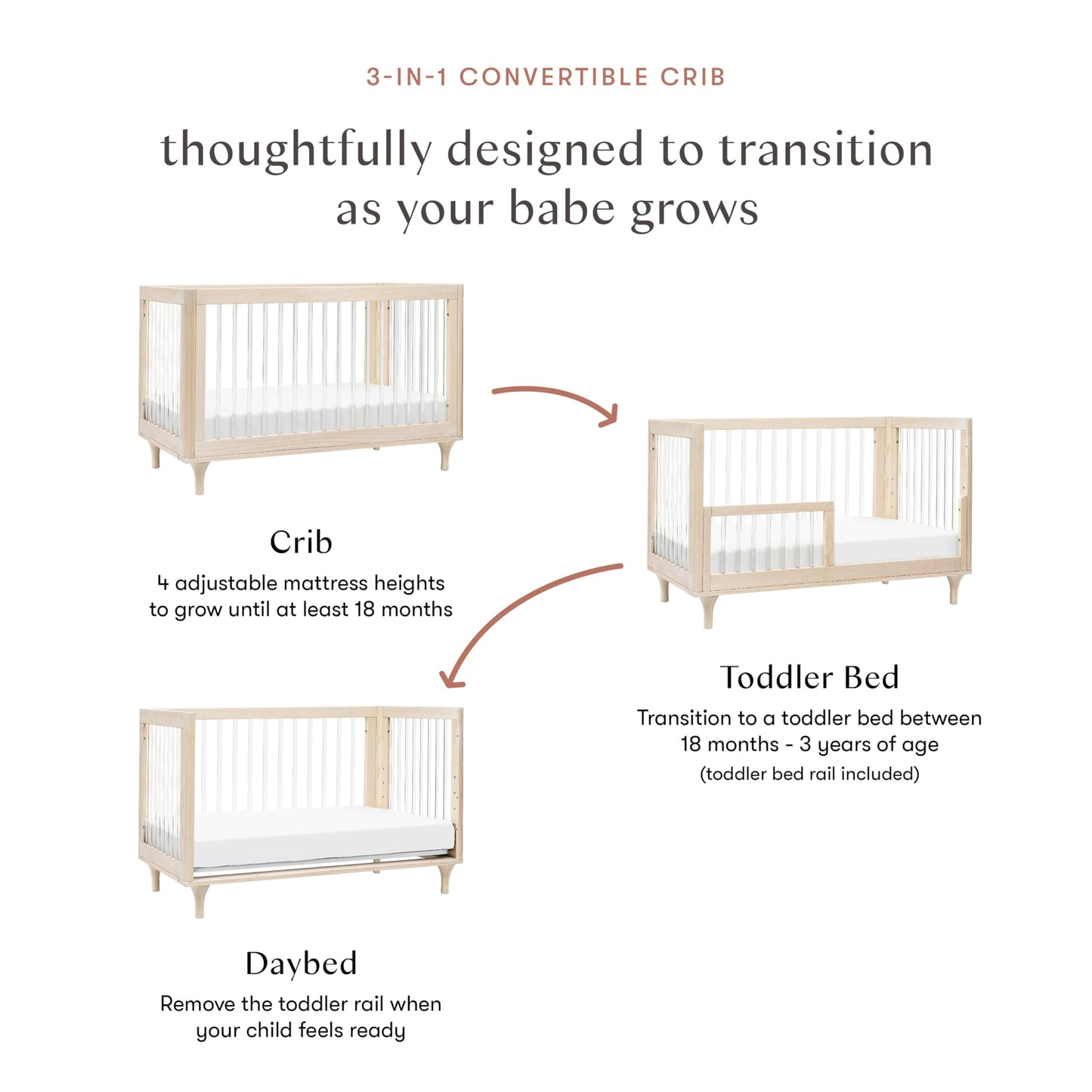 Babyletto Lolly 3-in-1 Crib – Canyon/Washed Natural