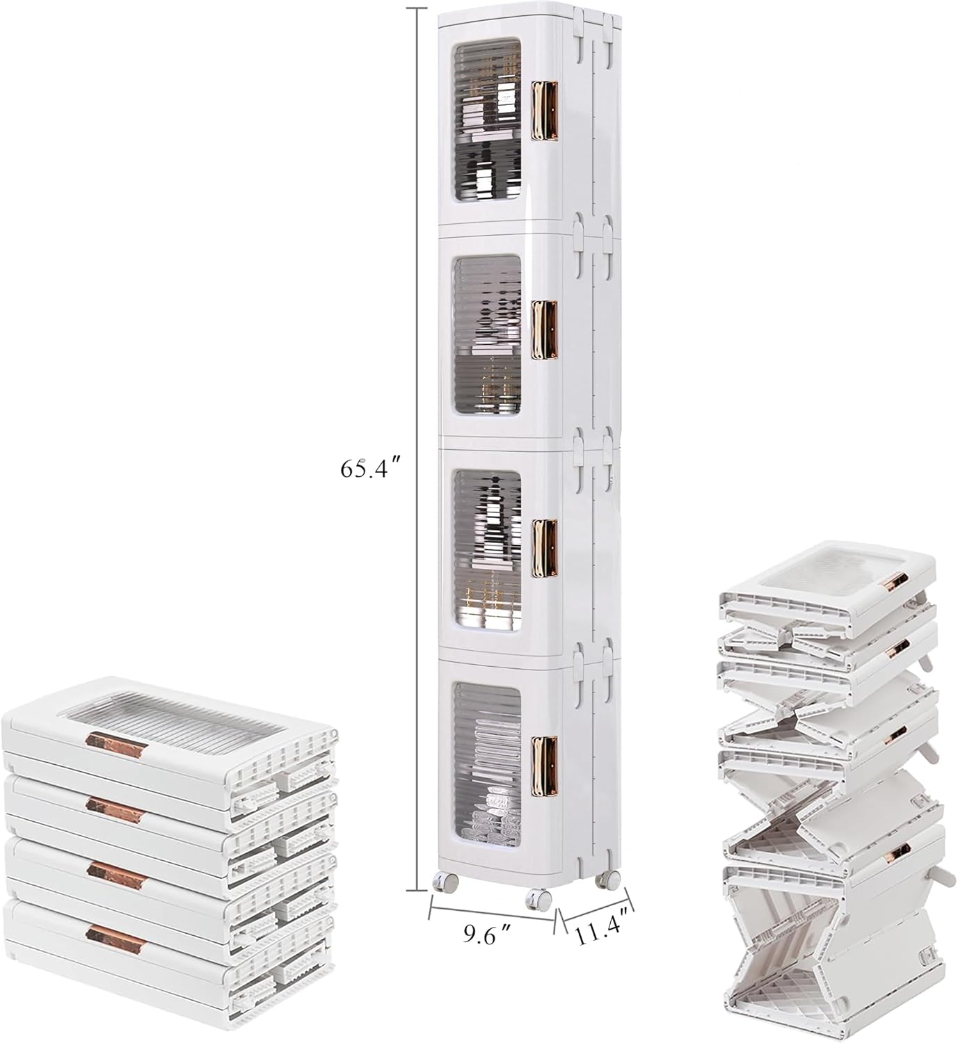 VECELO 4-Tier Plastic Storage Cabinet – White