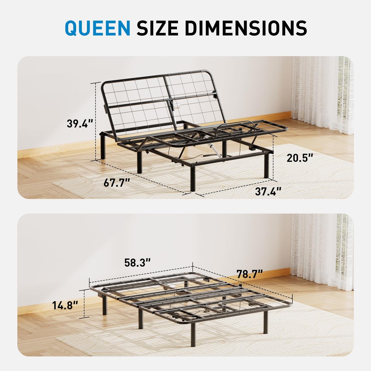 Pipishell Full Adjustable Bed Frame