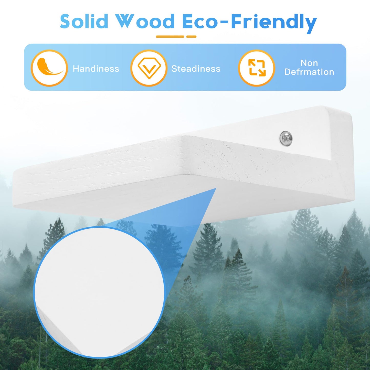 Small Floating Shelves 8-Pack, 4"x4", Rustic White