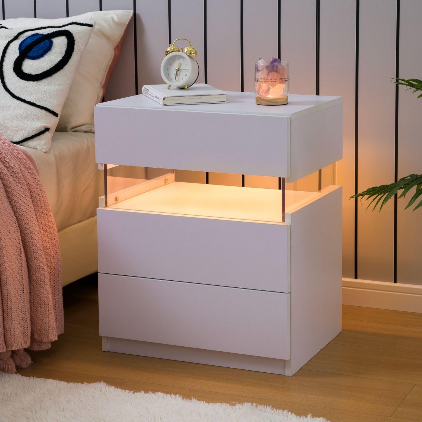 White LED Nightstand Set – 2 Pack