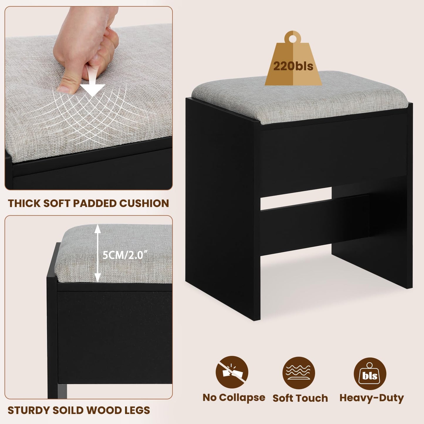 Quimoo Vanity Desk with Mirror & Lights, White