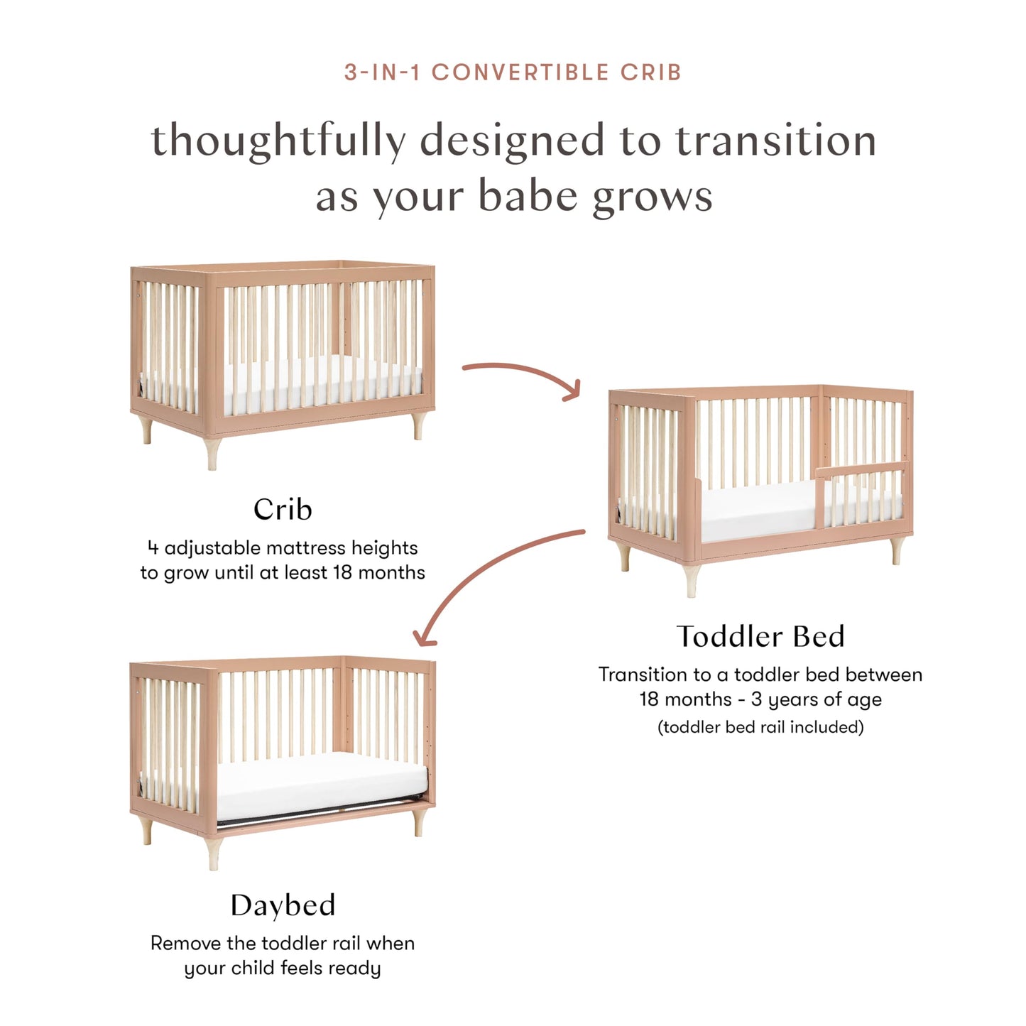 Babyletto Lolly 3-in-1 Crib – Canyon/Washed Natural