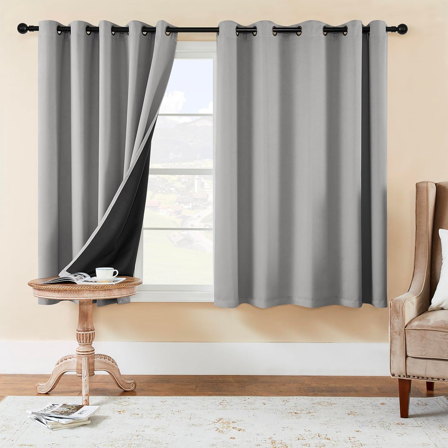 Rutterllow Blackout Curtains – 2 Panels, Dark Grey