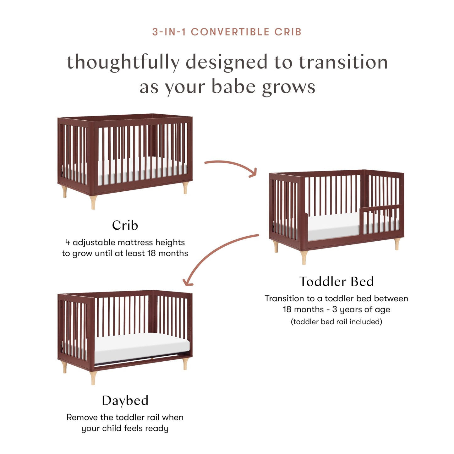 Babyletto Lolly 3-in-1 Crib – Canyon/Washed Natural