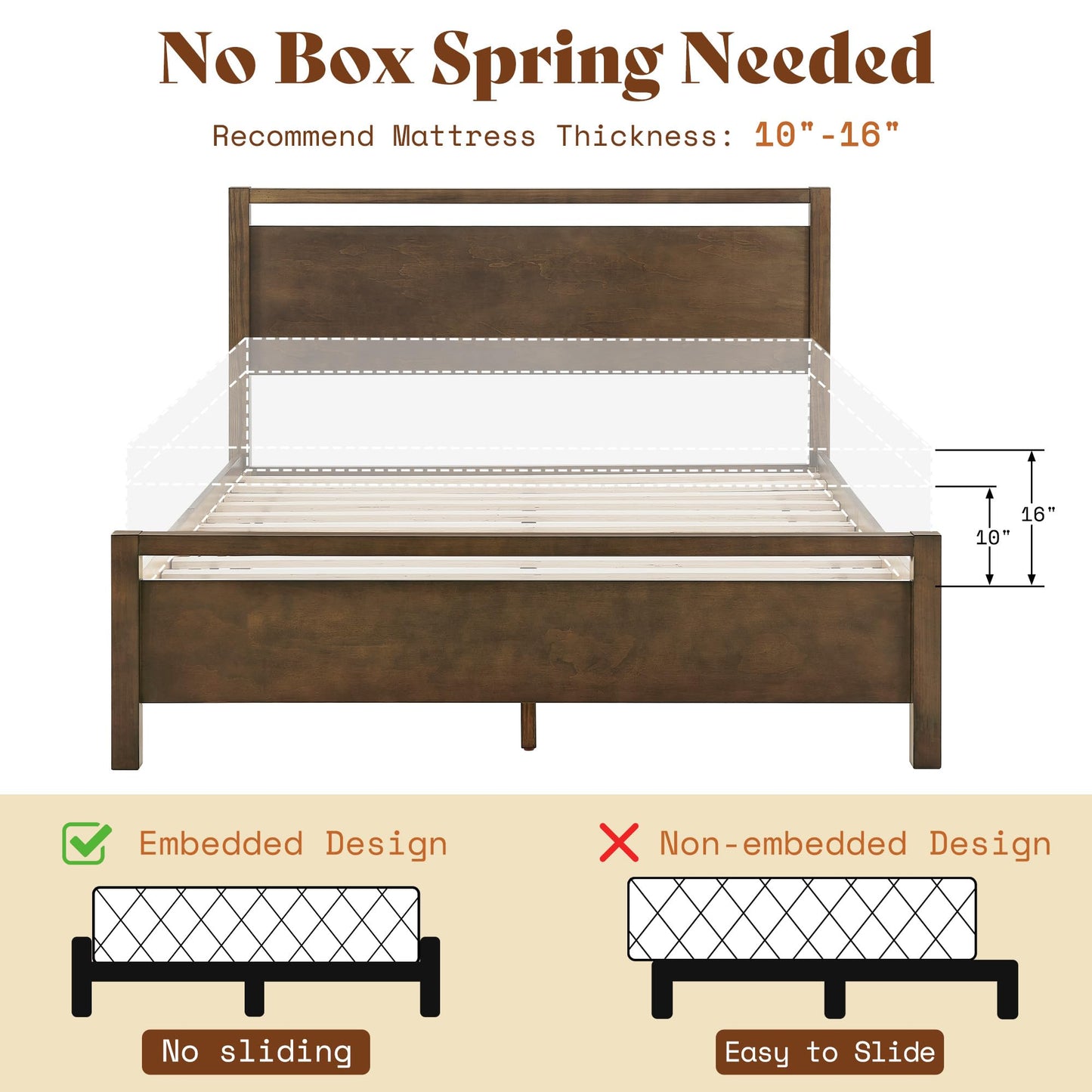 AMERLIFE King Bed Frame – Dark Brown
