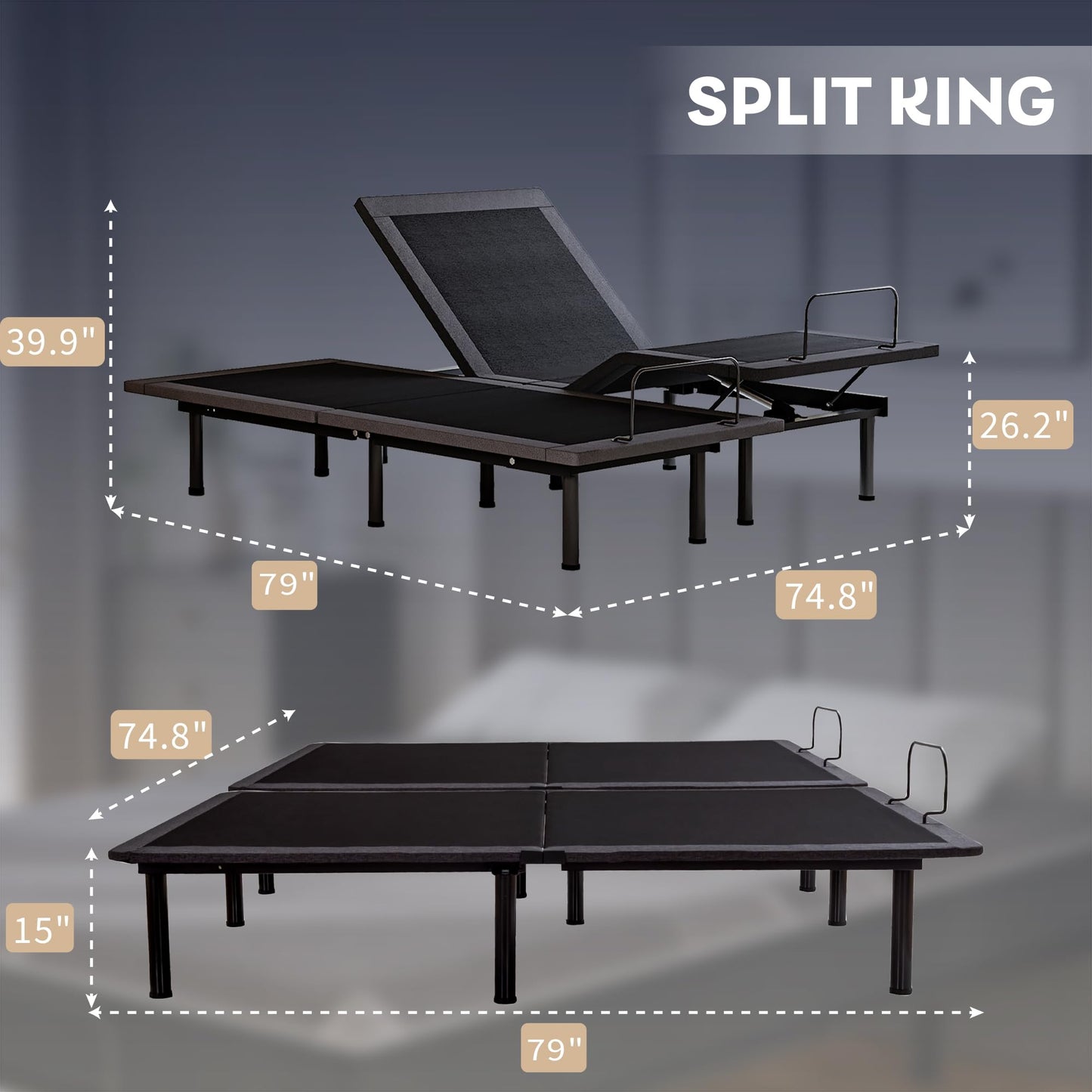 Split King Adjustable Bed with Mattress