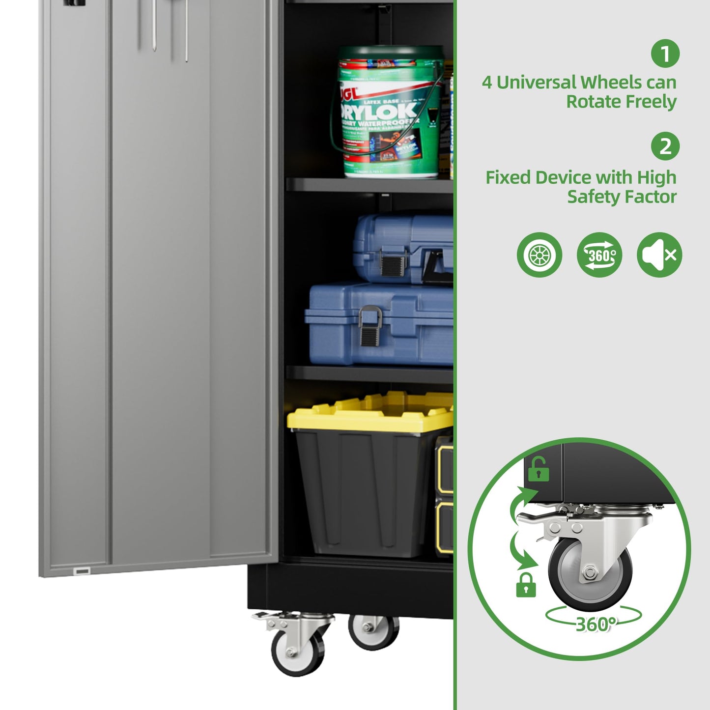 Aobabo Metal Garage Storage Cabinet – Black
