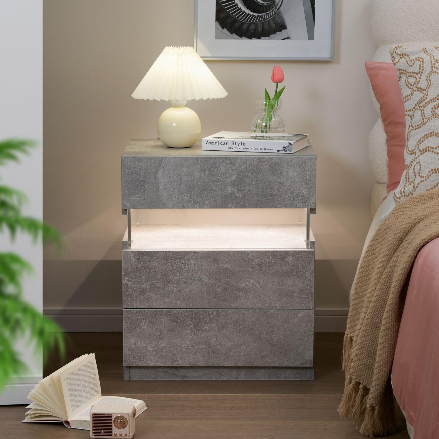 White LED Nightstand Set – 2 Pack