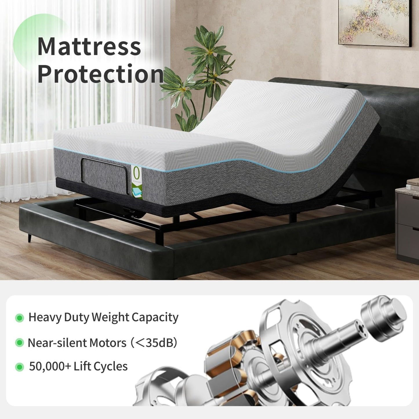 Vipbear Queen Adjustable Bed with 12" Mattress