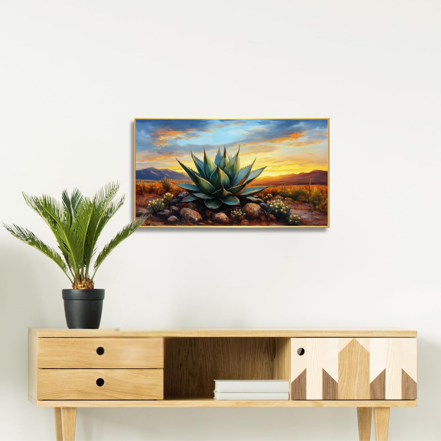 Agave Western Wall Art, 74"x40", Framed