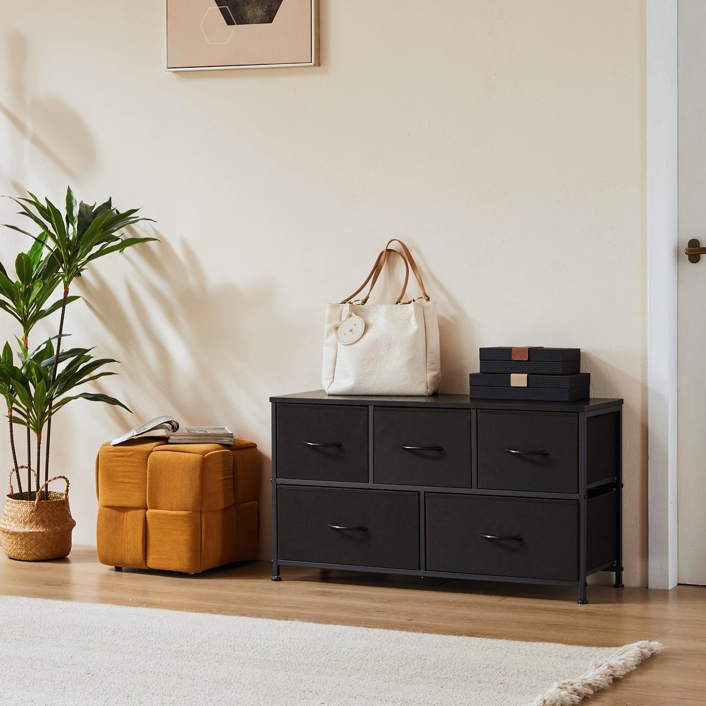 OLIXIS 5-Drawer Dresser, Black