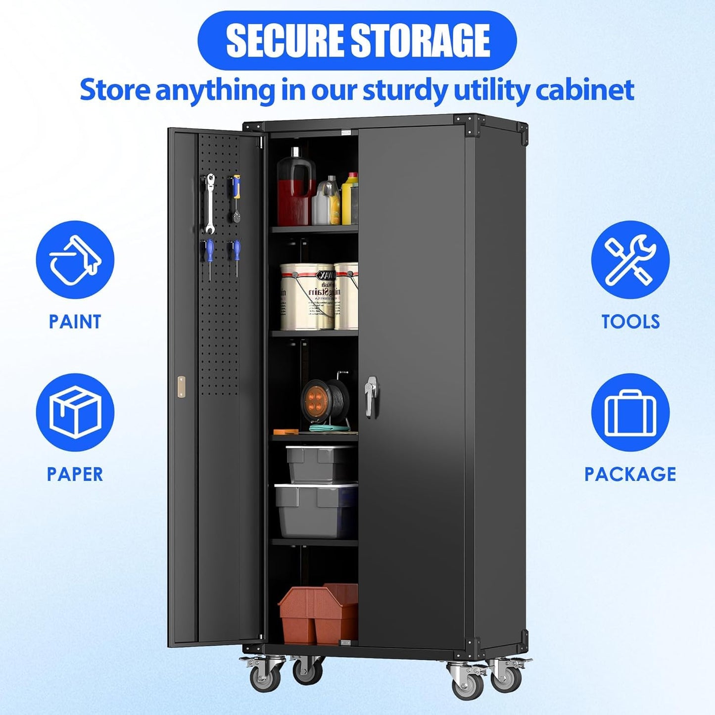 Aobabo Metal Garage Storage Cabinet – Black
