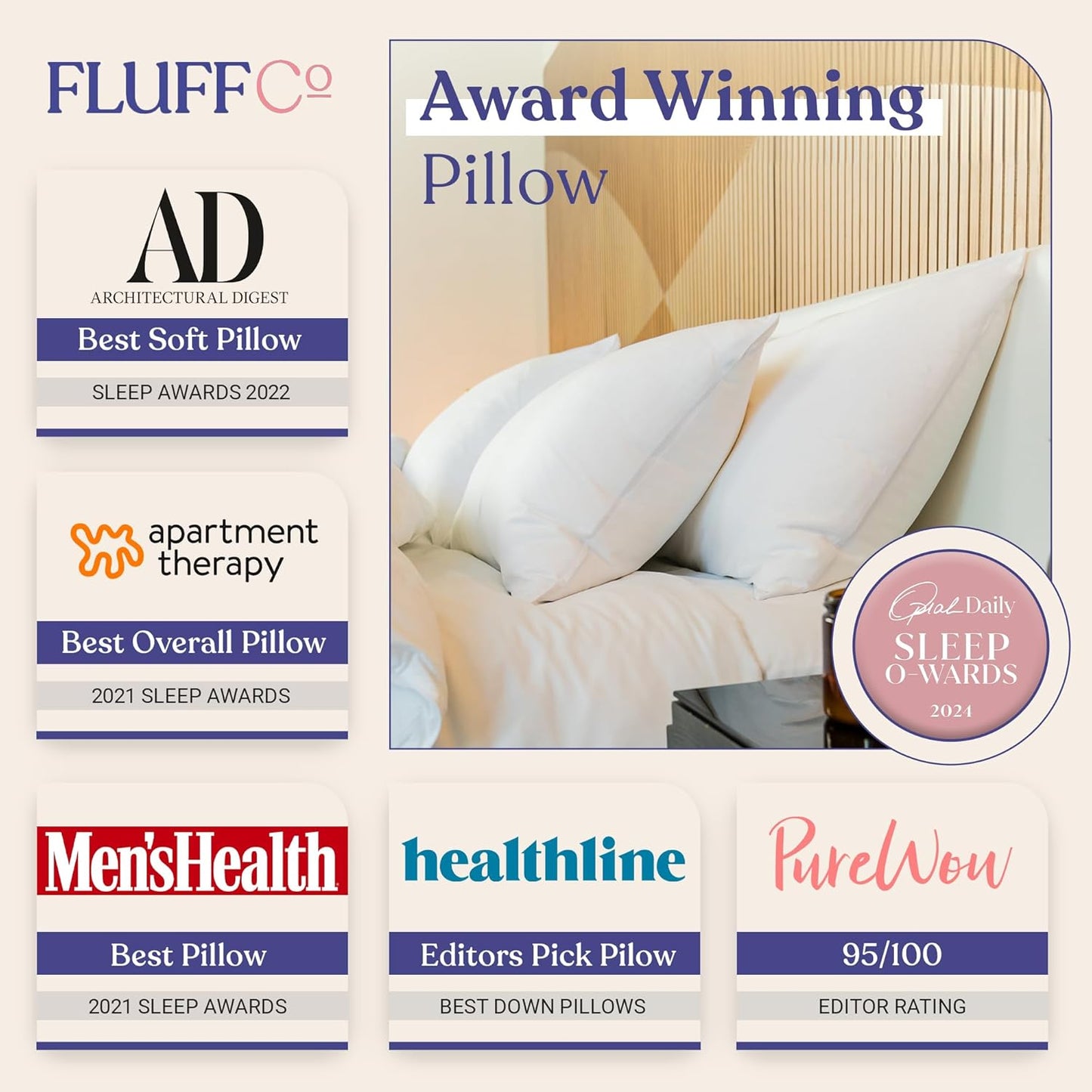 FluffCo Zen Fluff Down King Pillow – 1 Pack