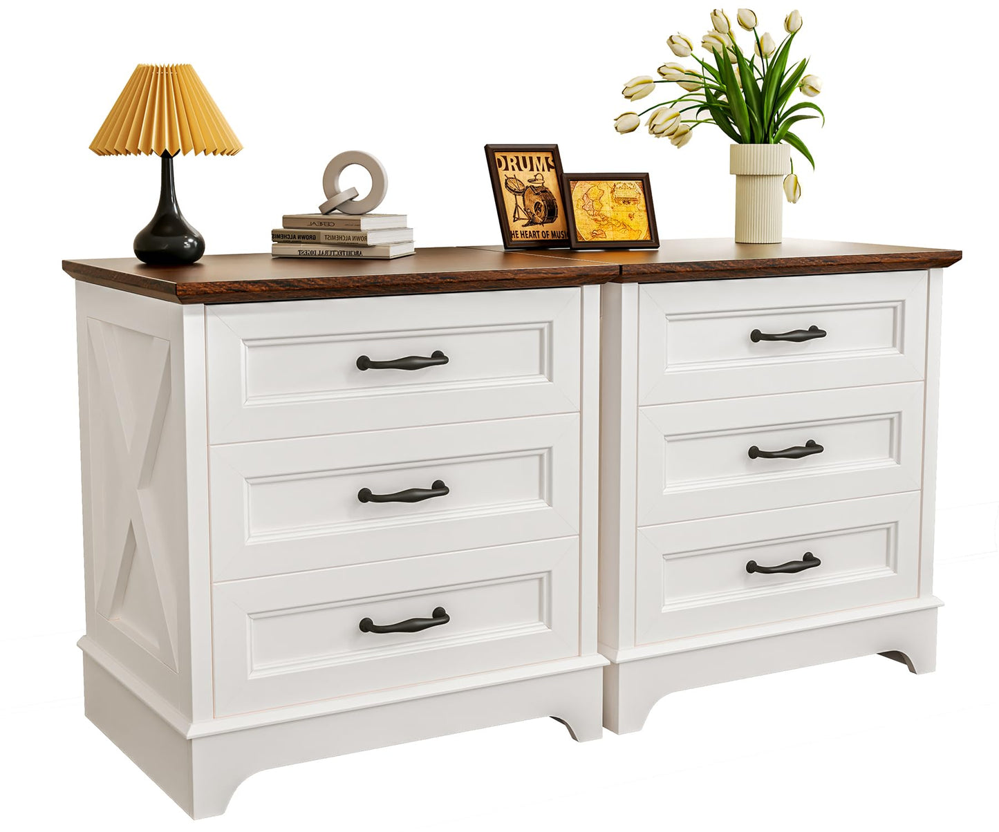 Farmhouse Nightstand – 3 Drawers