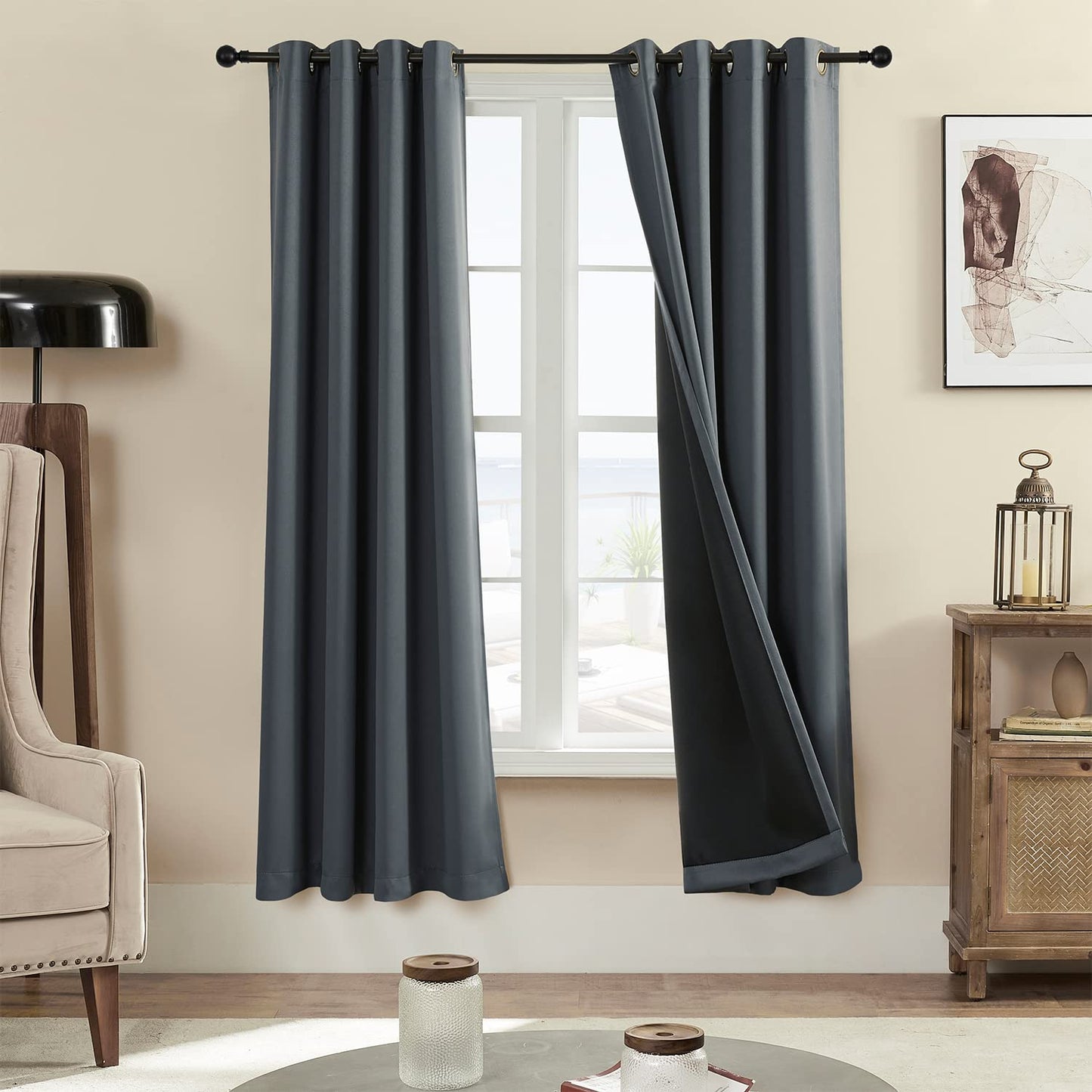Rutterllow Blackout Curtains – 2 Panels, Dark Grey