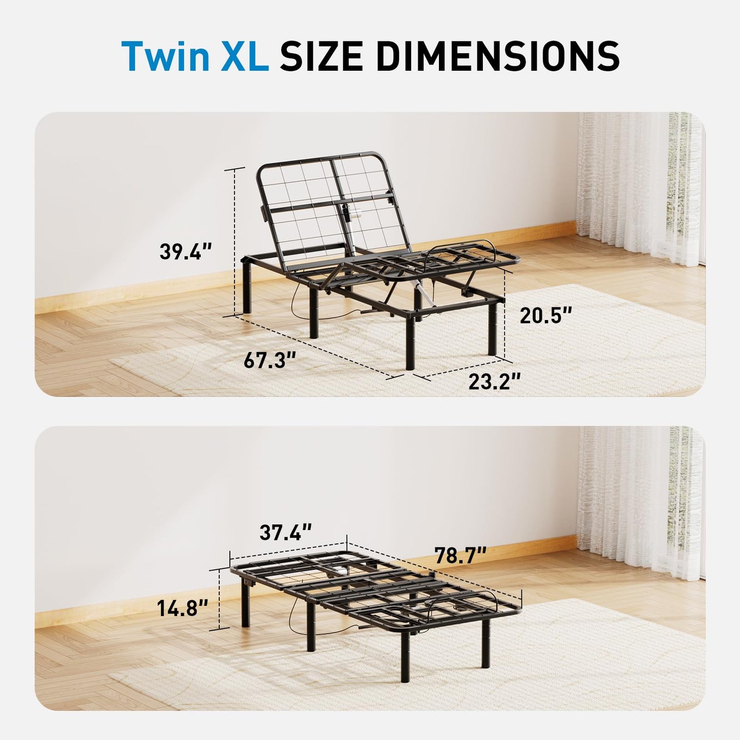 Pipishell Full Adjustable Bed Frame
