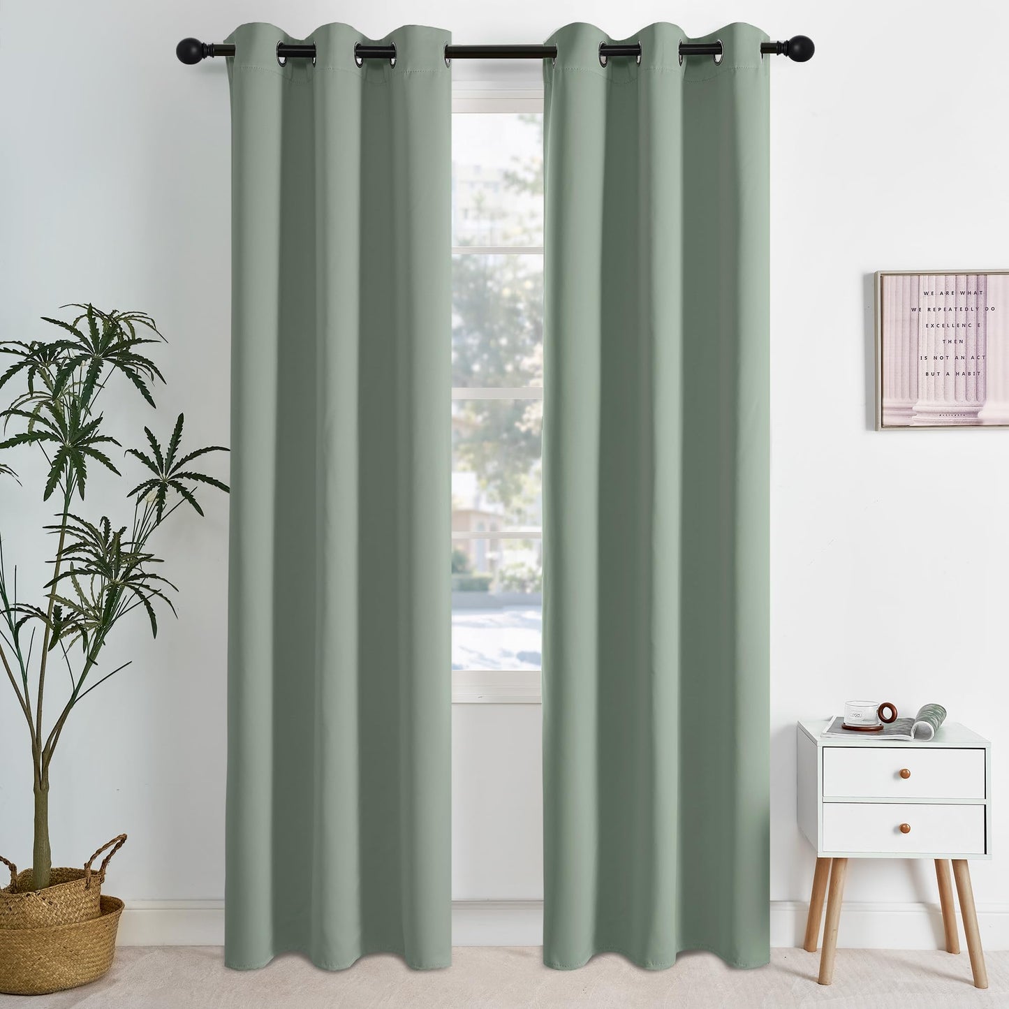 NICETOWN Blackout Curtains – 2 Panels, Grey, 63"