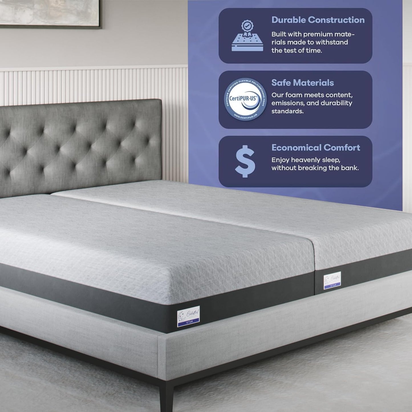 Gel Memory Foam Mattress – Twin, 12" Soft