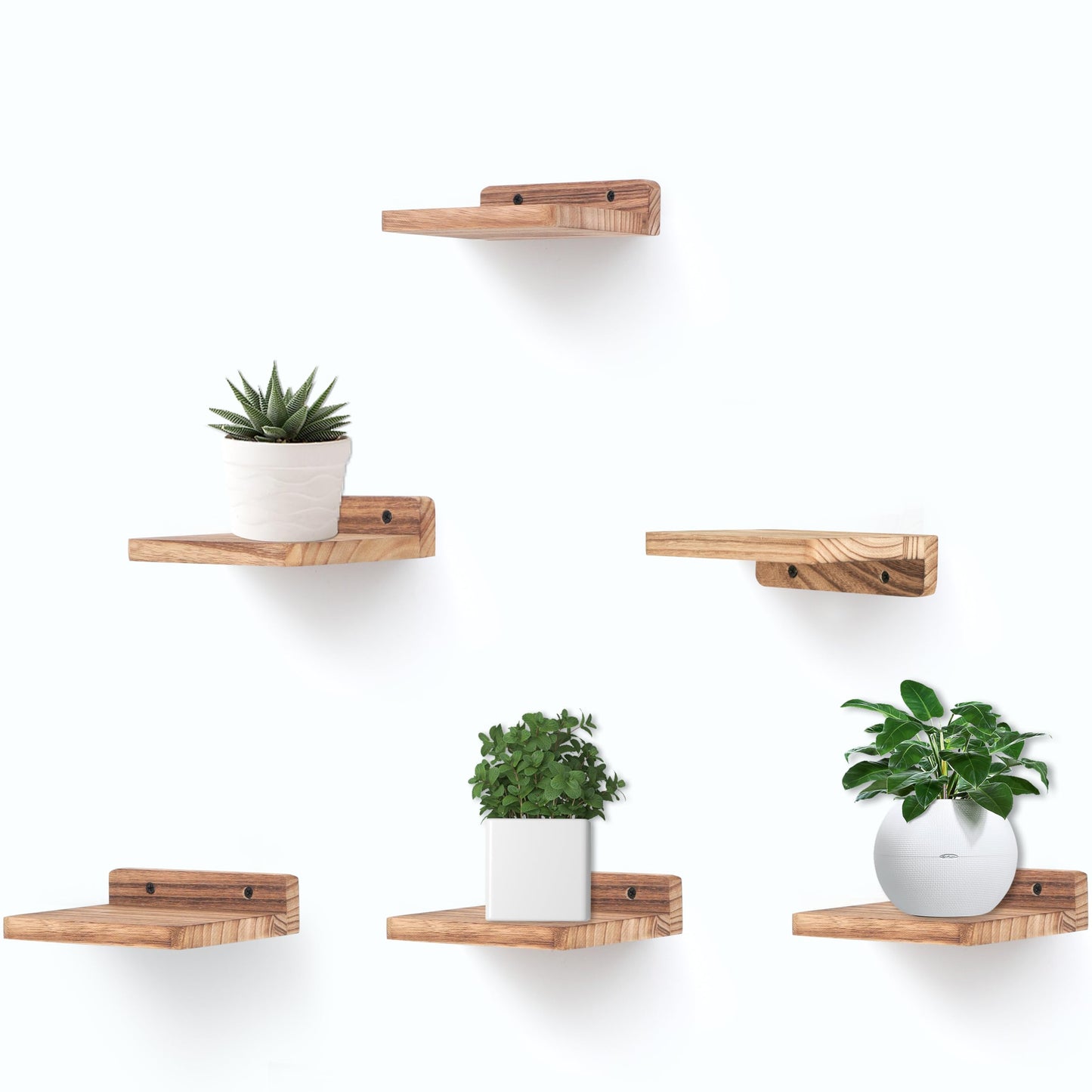 Small Floating Shelves 8-Pack, 4"x4", Rustic White