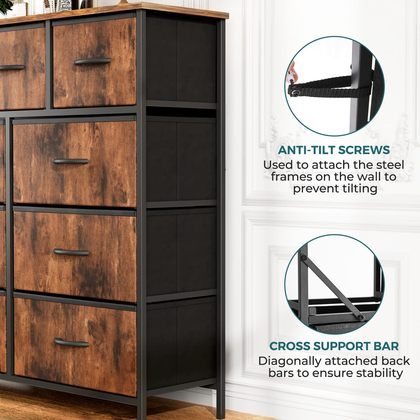 OLIXIS 7-Drawer Dresser, White