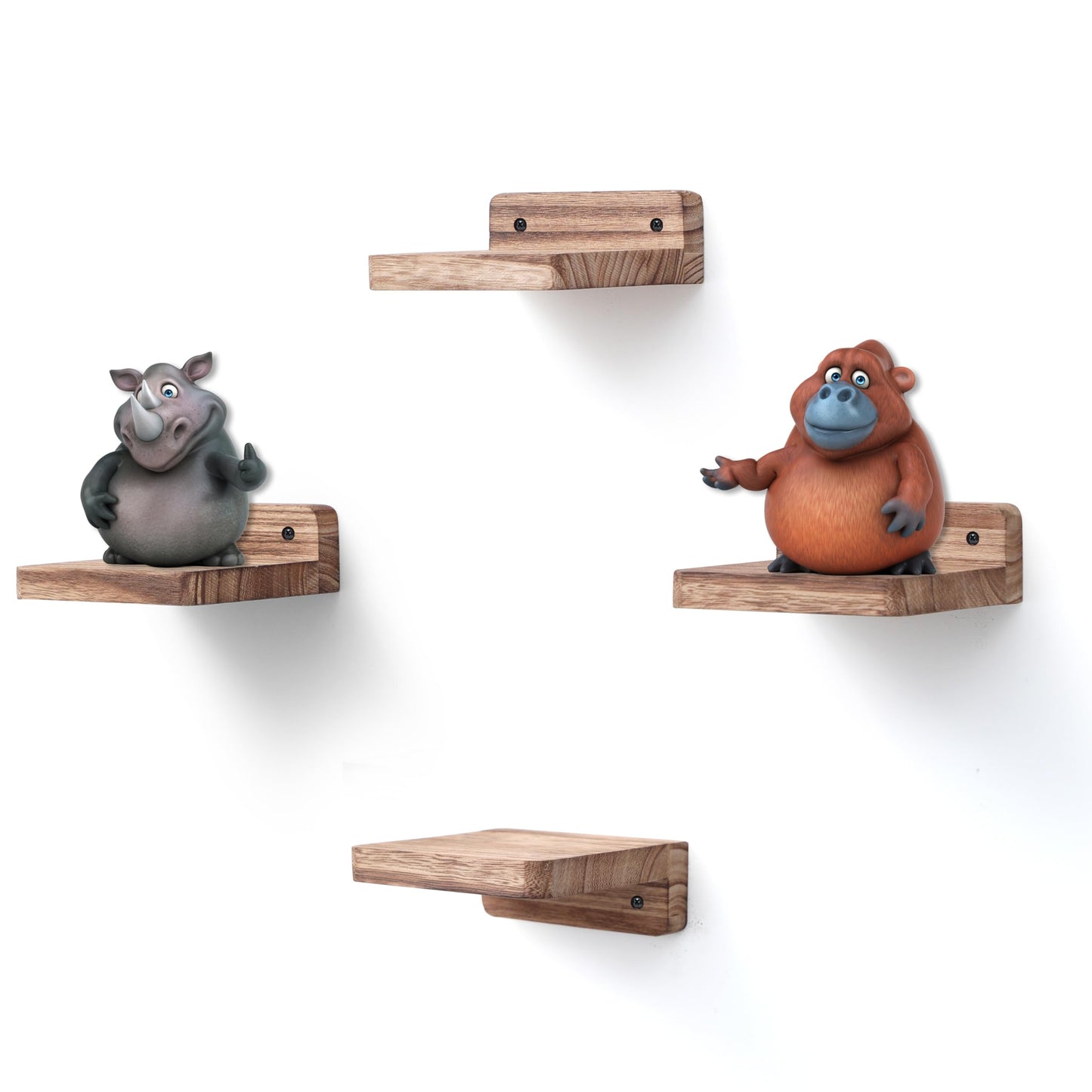 Small Floating Shelves 8-Pack, 4"x4", Rustic White
