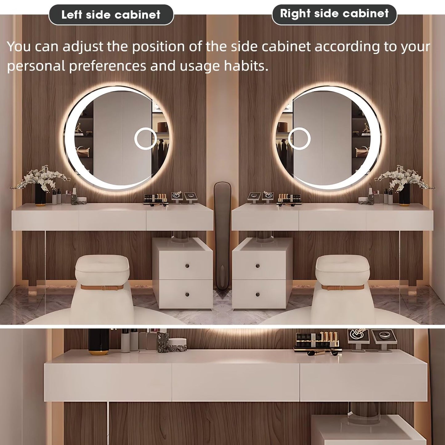 Modern Makeup Vanity Desk with LED Mirror 56"