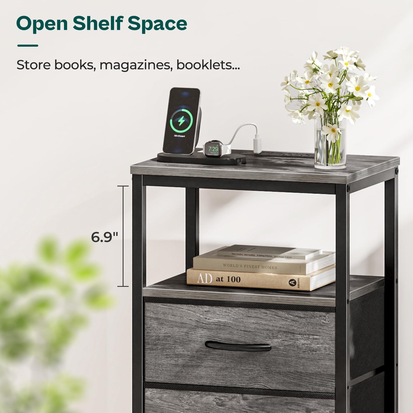 Huuger Nightstand – Rustic Brown/Black