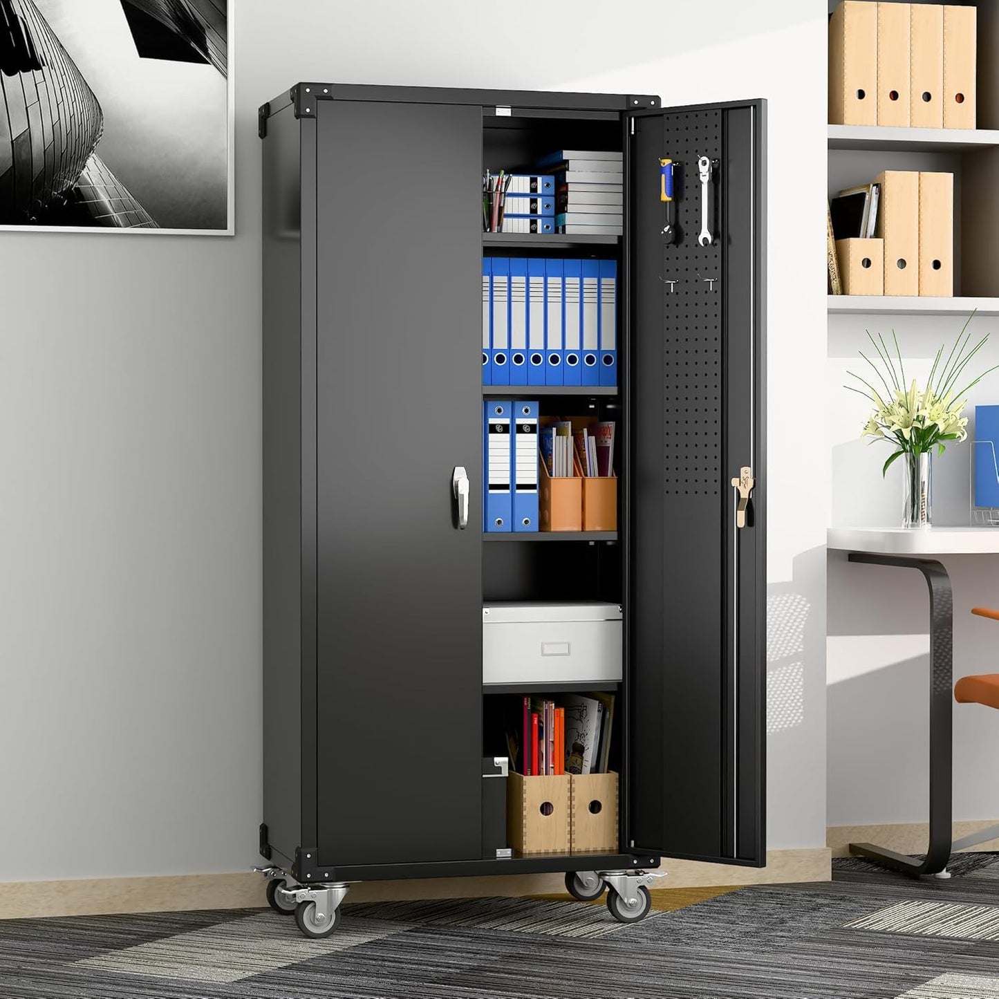 Aobabo Metal Garage Storage Cabinet – Black