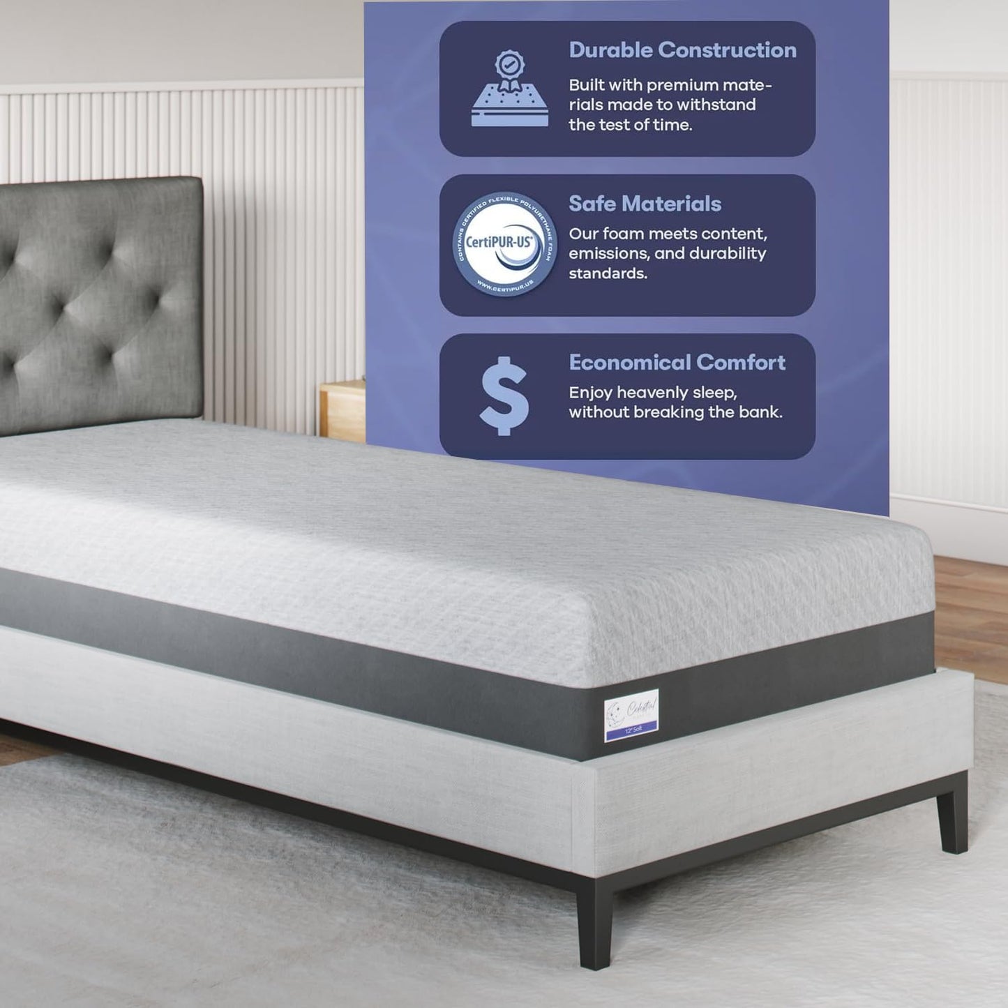 Gel Memory Foam Mattress – Twin, 12" Soft